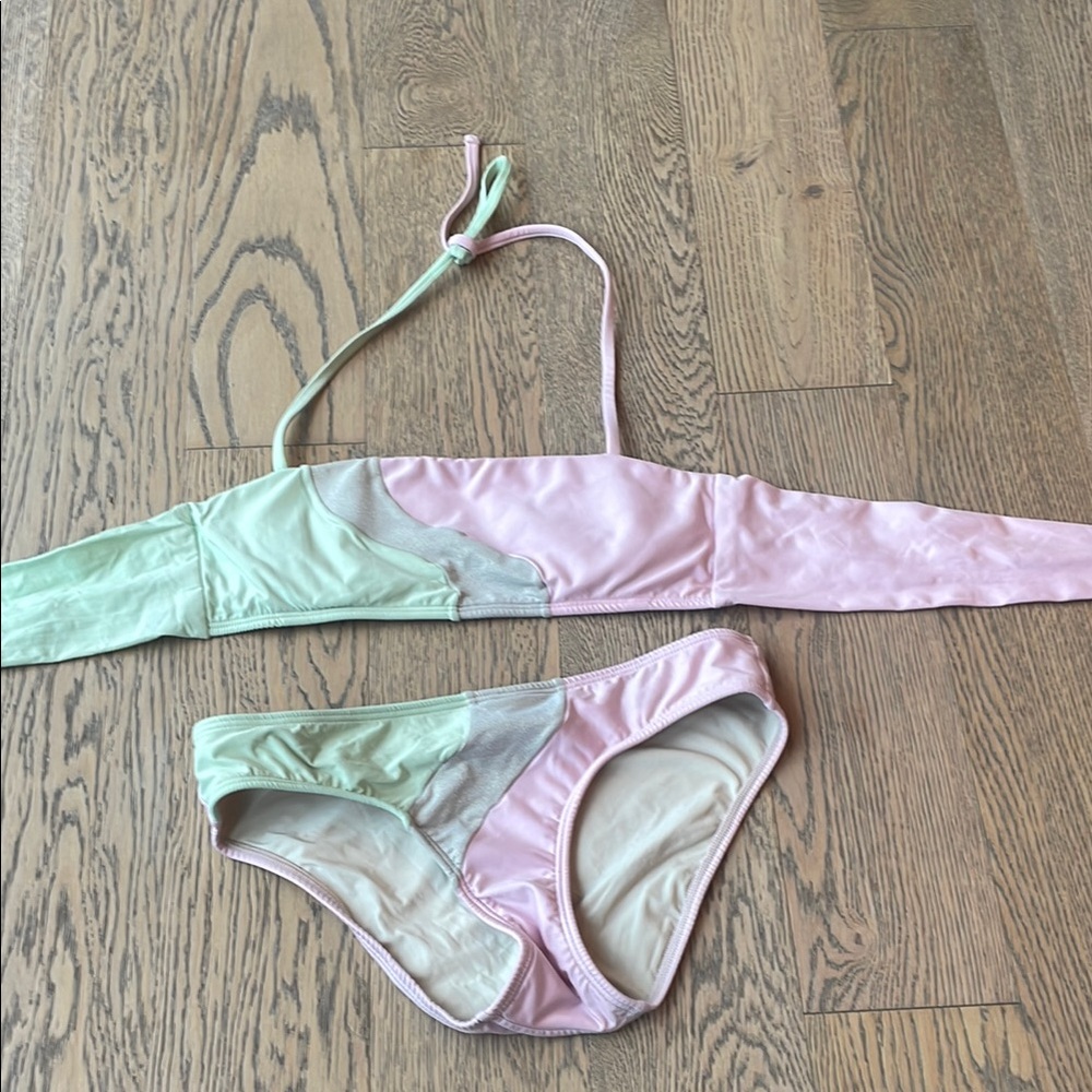 PQ Pastel Pink and Green Bikini Set